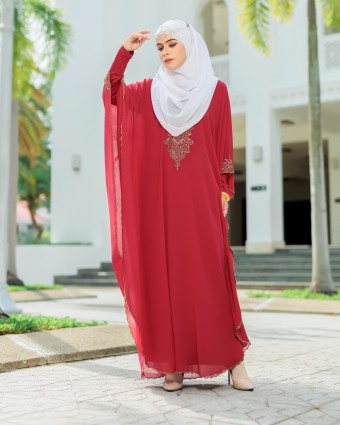 Marwah Kaftan - Dark Red